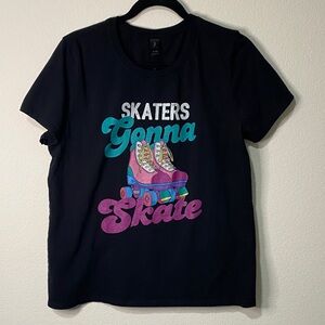 Women’s Graphic Tee Black Skaters Gonna Skate T-Shirt Short Sleeve Tee